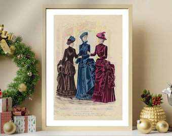 1883 Paris Fashion Print Vintage Victorian Fashion Print Hand