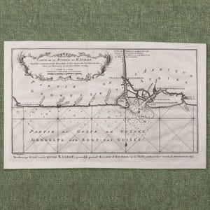 Original 1747 Antique Kalbar River Map Equatorial Guinea Coastal Chart Africa Copperplate Engraving Historical Map Wall Art Travel Decor