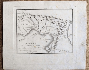 1829 Antique Map of Issos Area Alexander the Great Darius Battle Cartography Ancient History Geography Lovers Cilicia Historical Map