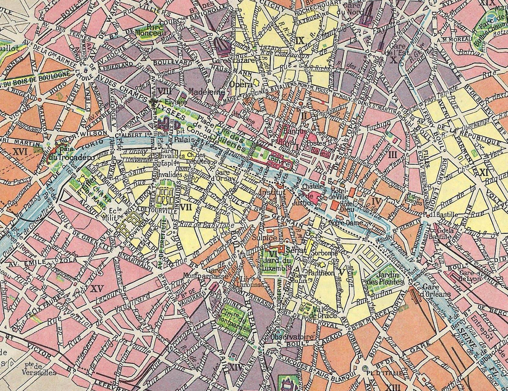 1922年ヴィンテージパリ市街地図ヴィンテージフランスパリ地図ラルース