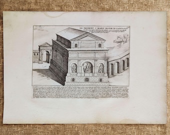 Gift for Roman History Lover Unique Original 1641 Antique Rome Architectural Print Italian Copperplate Engraving Historical Office Decor