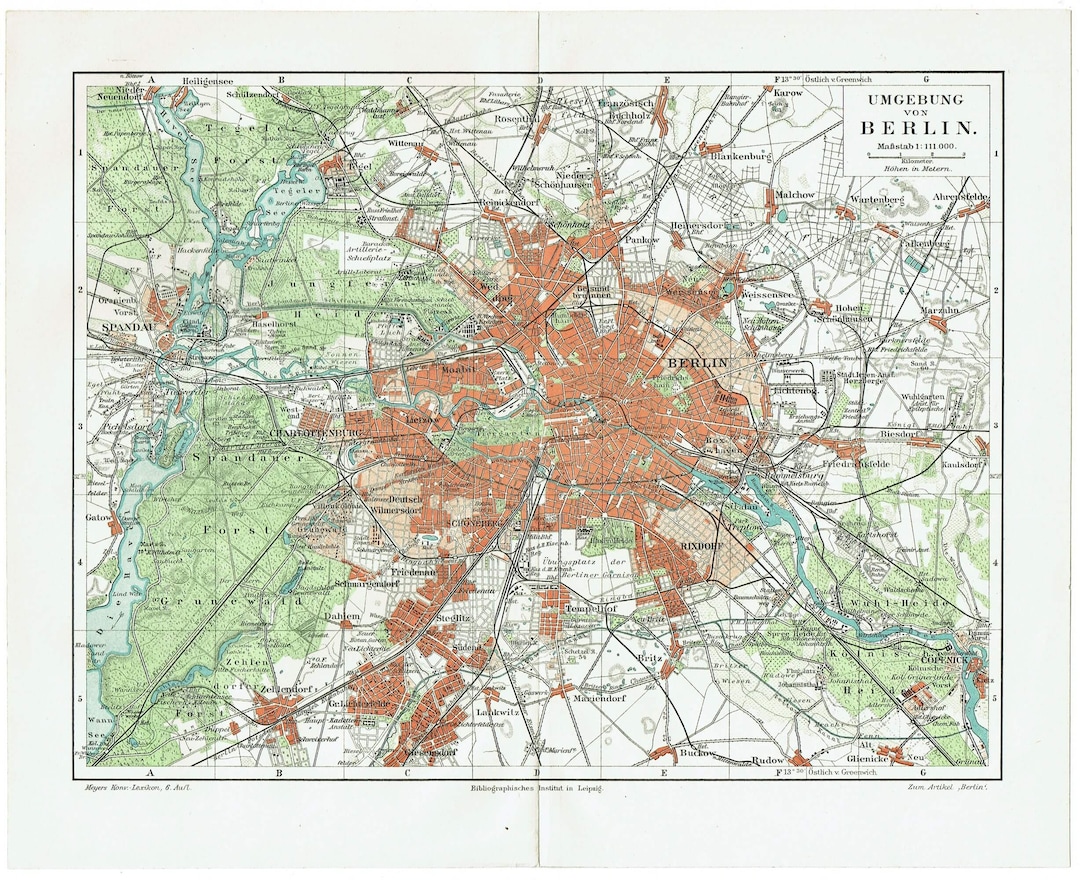 1903 BERLIN and Surroundings Map Antique Brandenburg Map Vintage ...