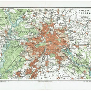 1903 BERLIN und Umgebung Karte Antike Landkarte Brandenburg Vintage Landkarte Deutschland Wand Kunst Original Berlin Antike Landkarte Berlin Geschenk Vintage deutsche Landkarte