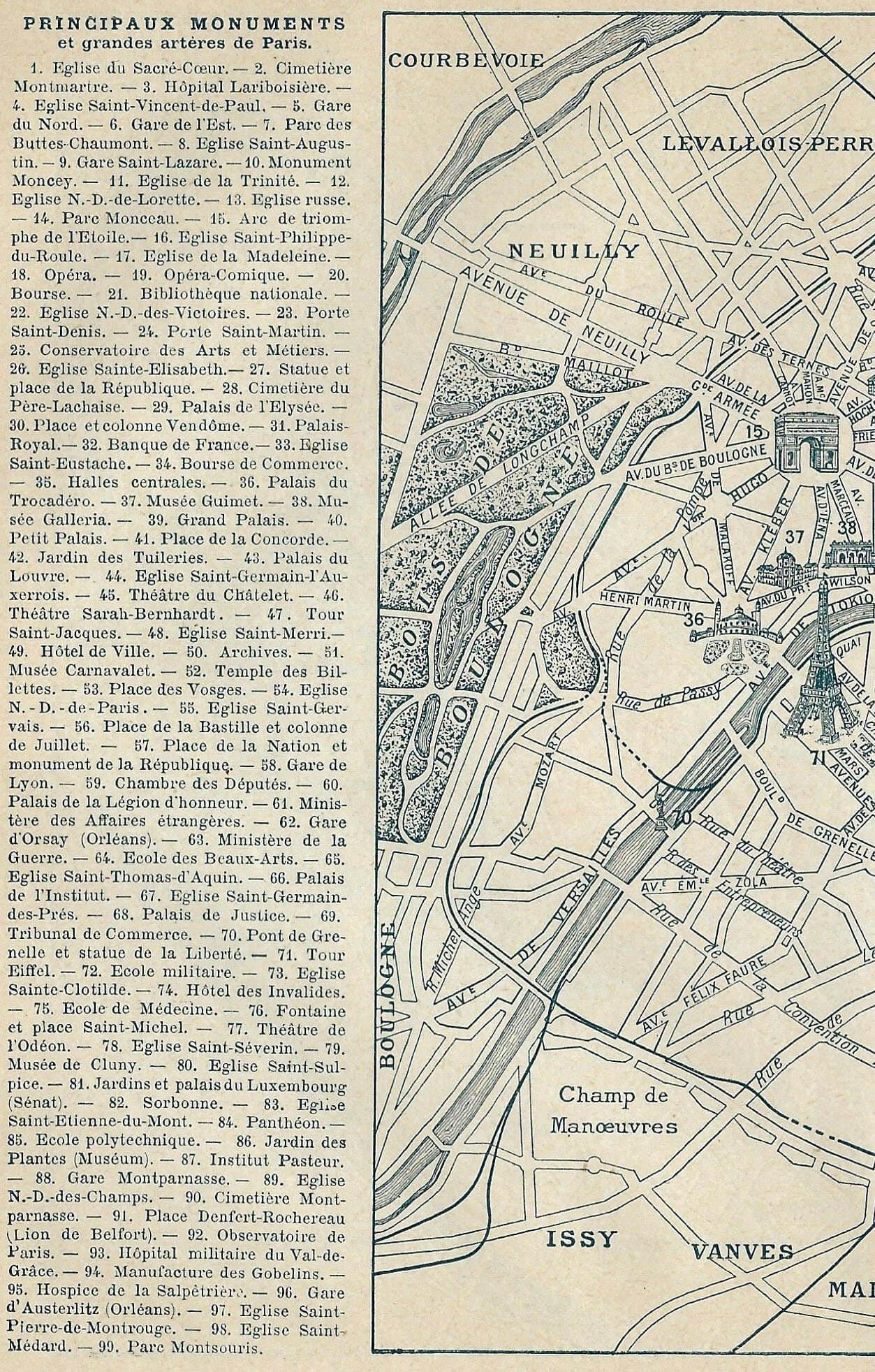 1922年ヴィンテージパリ市街地図ヴィンテージフランスパリ地図ラルース