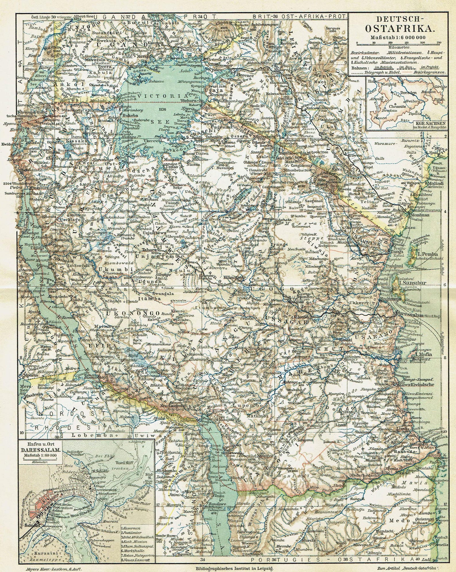 1903 Vintage German East Africa Map, Antique Tanzania and Rwanda Art ...