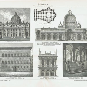 1897 ARCHITECTURE Antique Print ITALIAN RENAISSANCE Architectural Artwork Italy Architecture Wall Art Italy Lovers Print Architect Gift