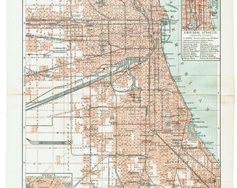 1903 Chicago Map Print Vintage City Plan Wall Art Antique Urban Decor For Office Entryway Loft Apartment Study or Architecture Lover Gift