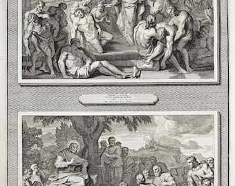 Grabado bíblico antiguo de 1700, impresión vintage del Nuevo Testamento, arte mural cristiano, decoración religiosa, regalo histórico inspirado en la fe para coleccionistas.