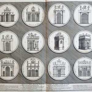 1690 Stampa antica Originale Incisione italiana del XVII secolo Antica Roma Acquaforte Roma classica Arte murale Medaglie Arco di Trionfo