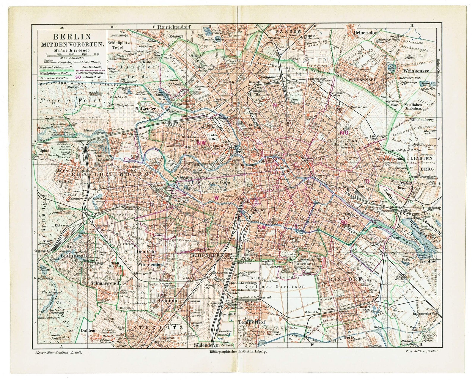 1903 BERLIN With the Suburbs, Germany. Antique City Plan. Vintage City ...
