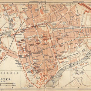 1897 - Antieke stadskaart van Chester Vintage Engeland stadskaart Chester print vintage reisgids print Wanderlust cadeau idee Britse stadskaart kunst aan de muur