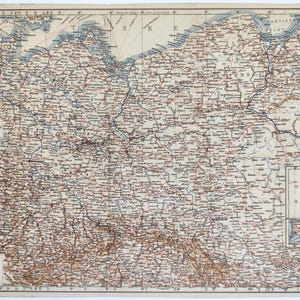 1904 EISENBAHN KARTE von Nordost-DEUTSCHLAND Antike Landkarte Vintage Landkarte Deutsches Reich Deutschland Wand Kunst Original Landkarte Vintage Reiseführer Plan
