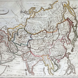 1811年 - アンティークアジア地図 本物の19世紀の地図 ヴィンテージアジアプリント 歴史地図 アジアアートワーク 地図作成 ウォールアート 214年前の地図
