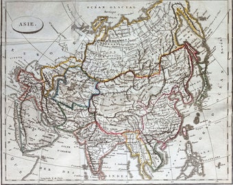 1914年東アジア大型オリジナルアンティーク地図、17 x 22インチ、歴史