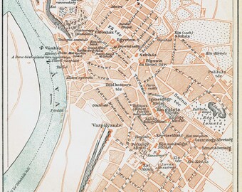 1893年 ベオグラード地図 セルビア アンティーク都市地図 ヴィンテージ