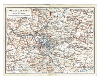 パリの歴史的地図　Knot antiques パリの地図 巨大なヴィンテージの歴史的な古い世界地図 パリ フランス