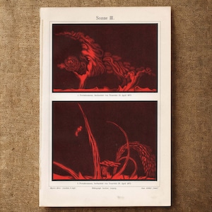 Könnte beinhalten: Ein wissenschaftlicher Vintage-Druck mit dem Titel Sonne III, der zwei schwarz-rote Illustrationen von Sonnenprotuberanzen zeigt, die im April 1872 beobachtet wurden. Der Text enthält 1. Protuberanzen, beobachtet von Trouvelot 15. April 1872 und 2. Protuberanzen, beobachtet von Trouvelot 28. April 1872.