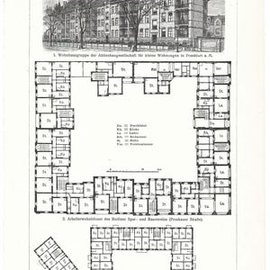ARCHITEKTUR Antike Lithographie 1903 Deutscher Wohnungs-Pläne Druck Vintage Architekten Wand Kunst Architektur Dekor Architekt Geschenk