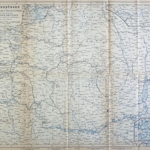1883 Transilvania e i paesi del Basso Danubio Mappa Mappa ferroviaria Mappa delle linee di navigazione a vapore Decorazione murale Romania