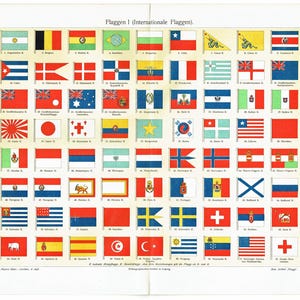 1903 FLAGS of the World Antique Flags Home Decor Office Wall Art Vintage Flags Print Original Antique Print Over 120 Years Old