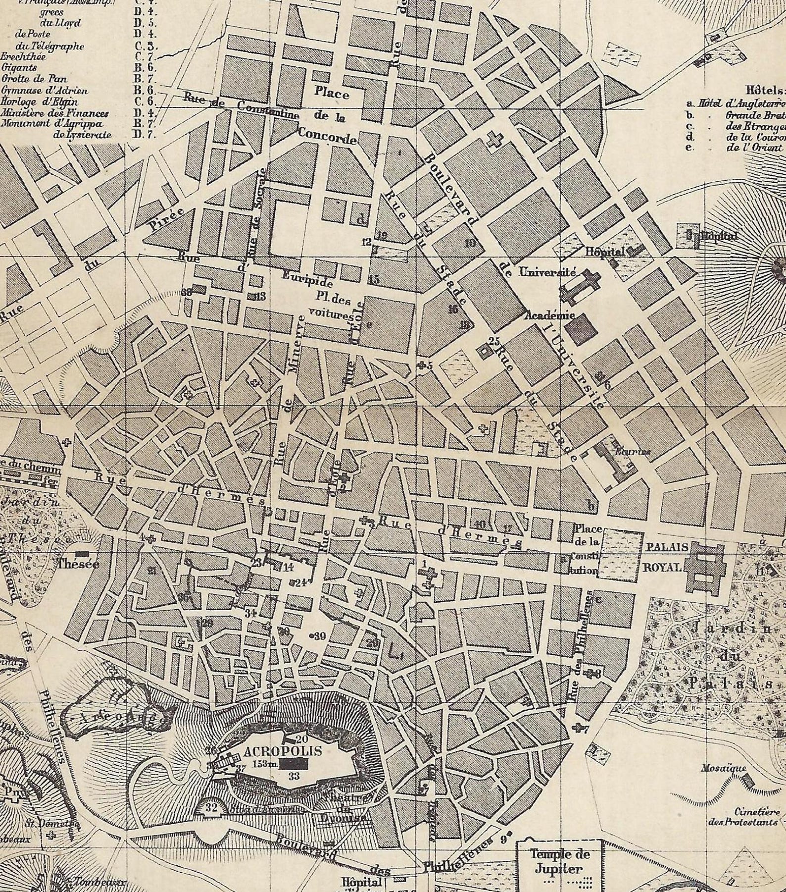 1875 Athens City Map Vintage Athens Map Greece Wall Art Athens Map Wall ...