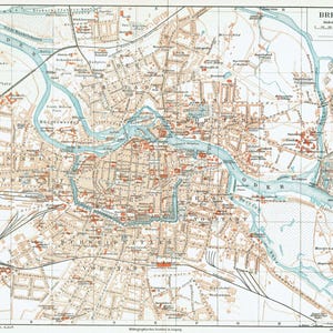1903 WROCLAW City Map Poland Antique Map Vintage Street Map Old Town Print City Map Wall Art Wanderlust Gift 122 Years Old City Map
