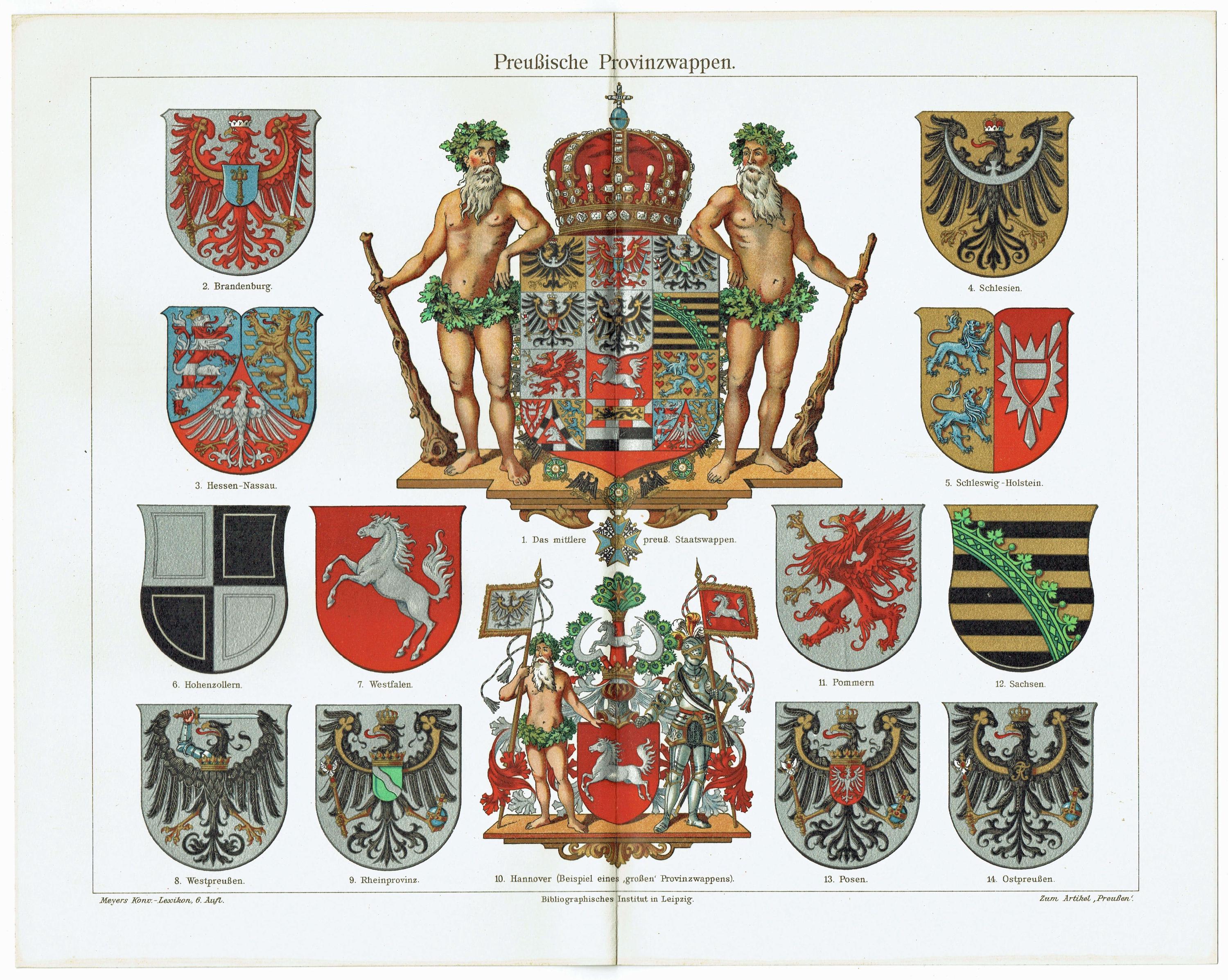 1903年 - ヴィンテージ ドイツ帝国 プリント プロイセンの州紋章