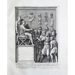 Stampa antica del 1690, originale del XVII secolo, acquaforte italiana, opera d'arte romana raffigurante l'Arco di Costantino, arte murale dell'antica Roma di Pietro S. Bartoli