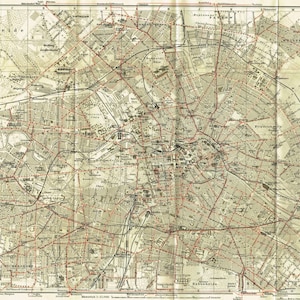 1932 Berlijn tram netwerk antieke stadskaart vintage Duitse kaart Duitsland muur kunst originele kaart reiziger cadeau