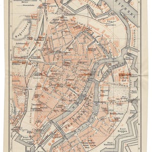 1904 Danzig - Gdansk Poland Antique Germany Antique City Map Vintage Street Map 19th Century Town Map City Plan Wall Art German Gift Old Map