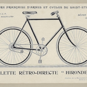 1907 BICICLETTA Stampa antica Stampa originale francese Bicicletta d'epoca Litografia Ciclismo antico Arredamento per la casa Vecchia bicicletta Illustrazione Poster di ciclismo