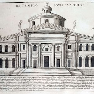 1641 Antica Roma Stampa Antica Incisione su lastra di rame Stampa Storica Romana Regalo per gli Amanti di Roma Arte Stampa del XVII Secolo Tempio di Giove