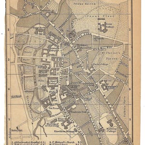 1897 Antike CAMBRIDGE Stadt Karte Vintage Straßenkarte von Cambridge Großbritannien Travel Guide Print Wanderlust Geschenk Idee UK Wandkunst