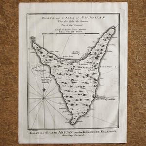 オリジナル 1747年 アンジュアン島 アンティーク地図 コモロ諸島 地図製作 アフリカ 銅版画 歴史地図 壁掛けアート 旅行装飾 コレクター向け