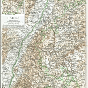 1903 antieke kaart van BADEN Württemberg vintage kaart Duitsland antieke print muur kunst Wanderlust cadeau Duitse minnaar cadeau historische kaart Home decor