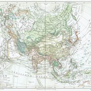 1903 Antike Karte von ASIEN Vintage Asien Karte Antike politische asiatische Karte Wandkunst Asiatische Kolonien Wohnkultur Asien Liebhaber Geschenk
