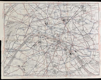 1898年製アンティーク パリ フランス ストリートマップ ヴィンテージ