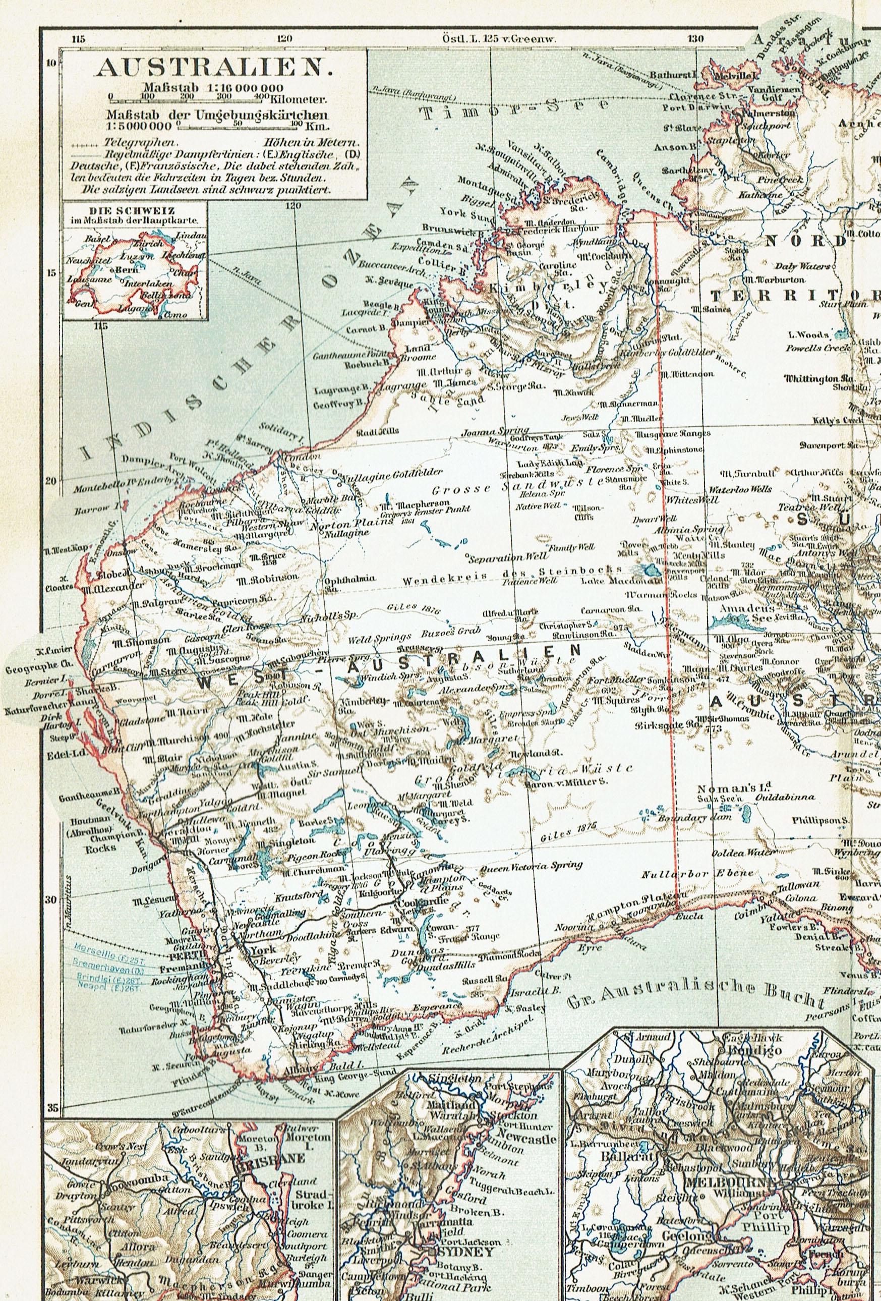 1903年 ヴィンテージ オーストラリア地図 アンティーク オセアニア地図