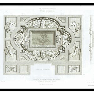 1862 Antiker Französischer Architekturdruck Stahlstich Original Wohndekoration Barock Wand Kunst Druck Ära Louis XIII. 162 Jahre Alt