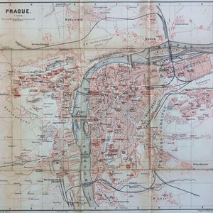 1883 - Antike PRAG Stadt Karte Vintage Tschechoslowakei Karte Österreich-Ungarn Reich Wandkunst Prag Karte Wanderlust Geschenk City of Bohemia Guide