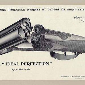 1907 Shotgun Print Vintage Hunting Lithograph Double-Barreled Shotgun Wall Art for Hunters Ideal Gift