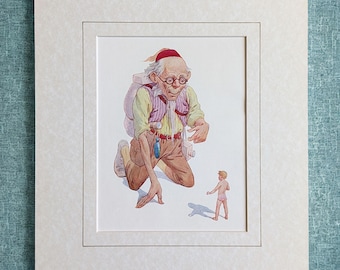 1922 Original Fairytale Illustration - Matted Whimsical Nursery Decor - Vintage Scientist Teacher Gift - Unique Baby Gift