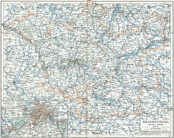 1903 Antique Map of Brandenburg and Berlin Vintage Map Wall Art Antique Print  Wanderlust Gift German Lover Gift Historical Map Home Decor