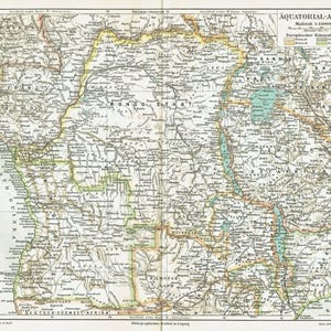 1903 Antike Karte von ÄQUATORIALEN AFRIKA Vintage Afrika Karte Antike Afrikanische Kolonialkarte Wandkunst Wanderlust Geschenk Wohnkultur Afrika-Liebhaber Geschenk