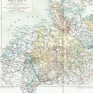 1903 - Antique Map of PRUSSIA Vintage Germany Map Antique German Empire Map Wall Art Wanderlust Gift Home Decor German Lovers Gift