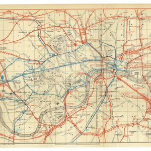 1897 Vintage LONDON Stadt KARTE London Eisenbahn und Tramway Lines UK Karte Wand Kunst Vintage Travel Guide Print Fernweh Geschenkidee