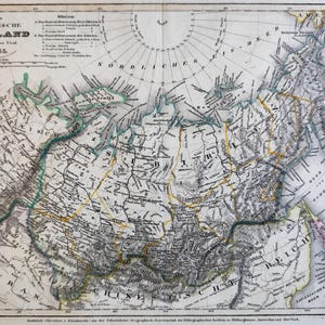 1855 Antike Landkarte von Russland Asiatische Russische Landkarte Sibirien alte deutsche Landkarte Russische Landkarte Home Dekor