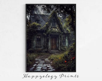 Witch Cottage Art Print – Dark Cottagecore Home Decor (Digital Download)