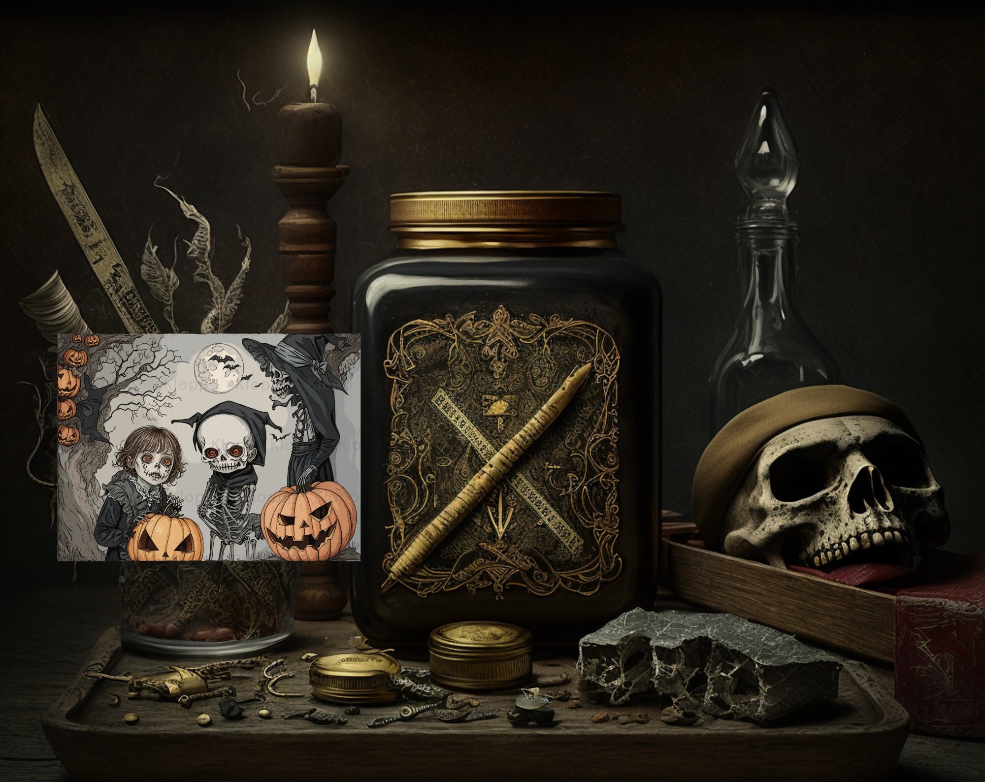 Cute and Creepy Halloween Wall Art Macabre Art Halloween Etsy