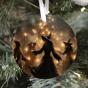 Witch Yule Celebration Ornament Christmas Tree Lights Witches Party Favor New Year Decoration Winter Solstice Pagan Holiday Tree Decor Wicca